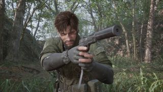 Metal Gear Solid Delta: Snake Eater snake holding pistol and knife