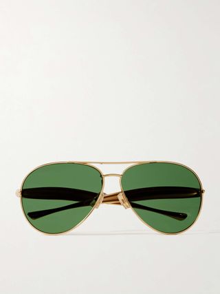 Sardine Aviator-Style Gold-Tone Sunglasses