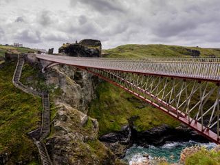 A close-up of the bridge at Tintagel castle