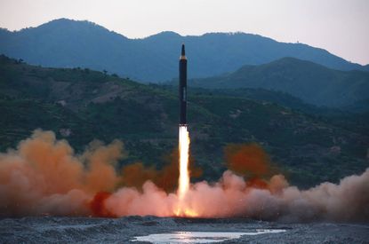 North Korea fires a ballistic missile.