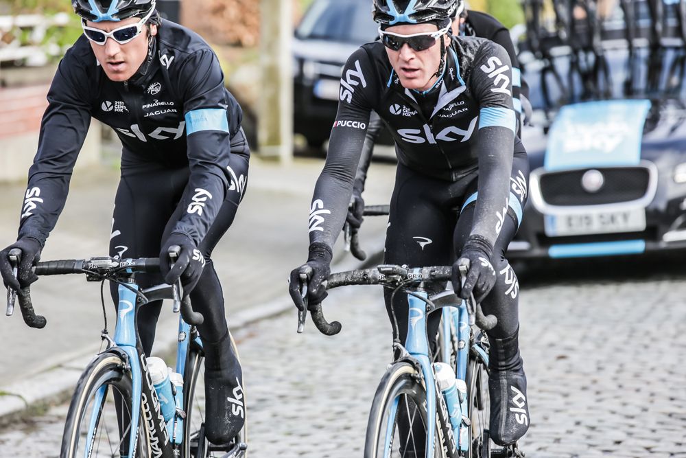 Thomas, Puccio and Rowe training on the Pinarello DOGMA K8-S