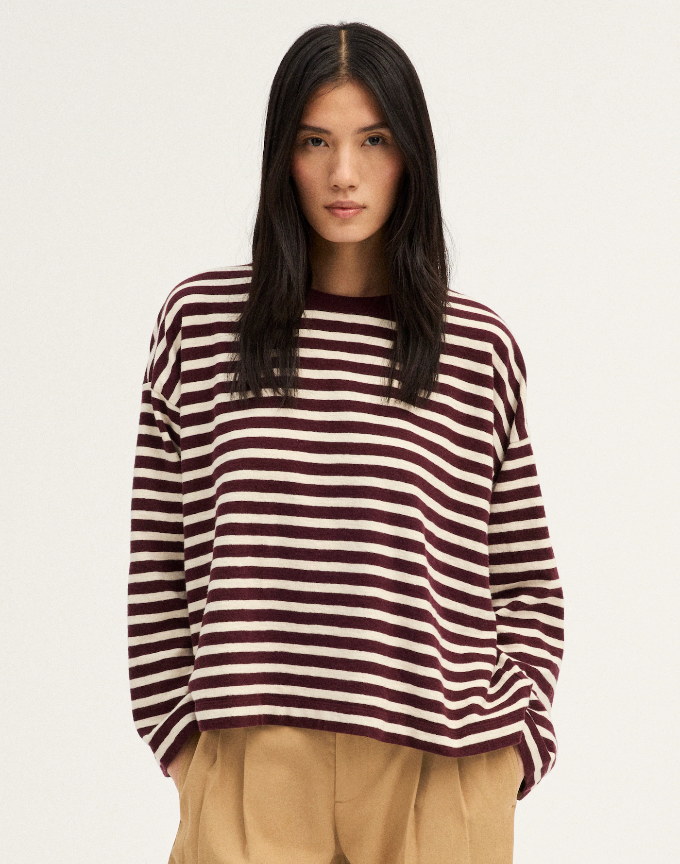 Easy Crewneck Long-Sleeve Tee in Sunday Slub