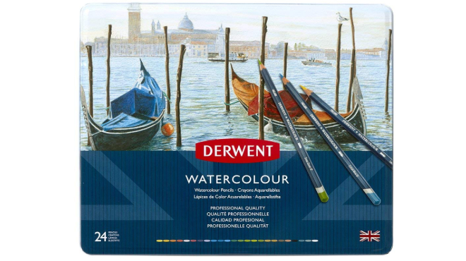 Best Watercolour Pencils: box of Derwent Watercolour Pencils