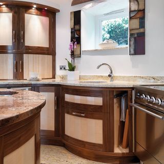 kitchen with granite counter and silver tap