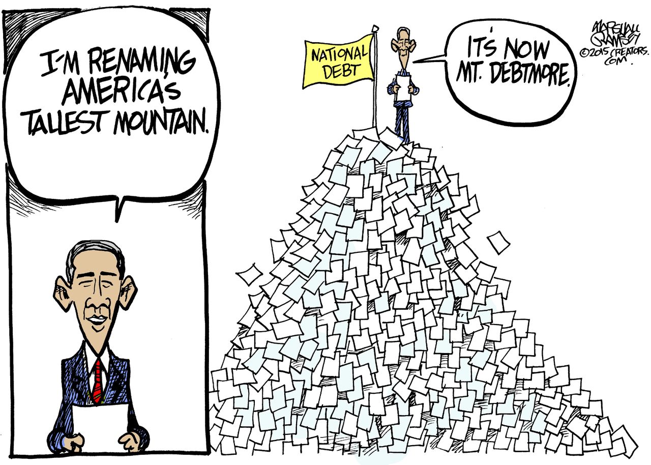 Obama cartoon U.S. Denali National Debt