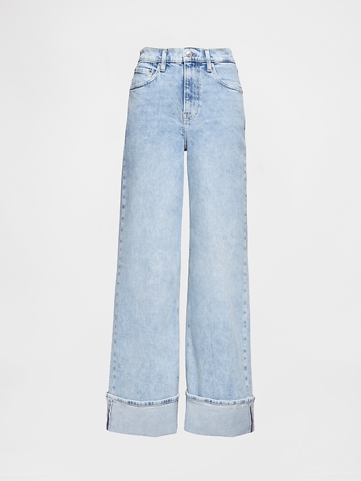 High Rise Stride Cuffed Wide-Leg Jeans