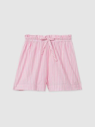 Cary Mille Striped 100% Cotton Paper Bag Shorts