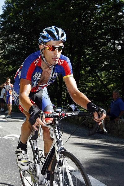 George Hincapie (Discovery Channel) rides up to the finish after his work was over; well, almost over.