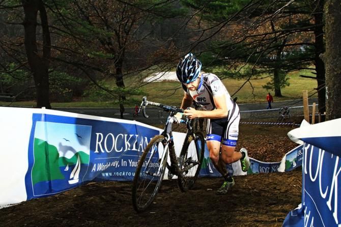 Rhode Island School of Designs Jules Goguely tries to latch on to the lead group.