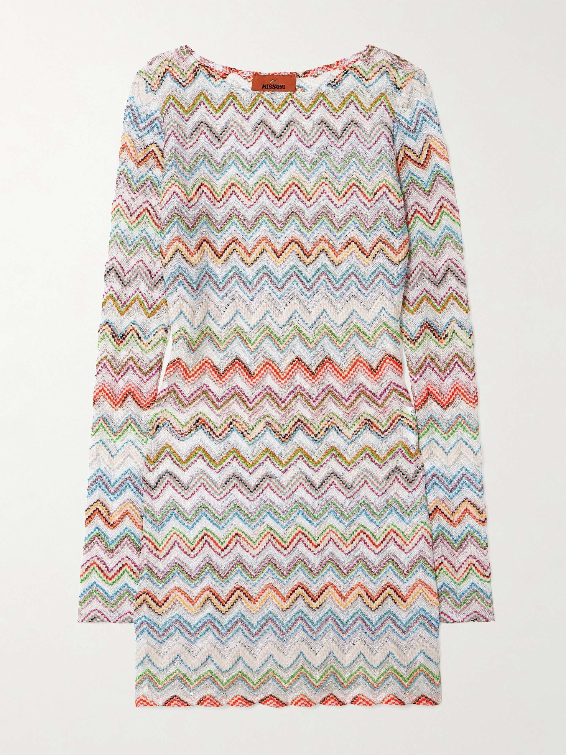 Metallic Crochet-Knit Mini Dress