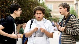 Christopher Mintz-Plasse, Jonah Hill and Michael Cera in Superbad