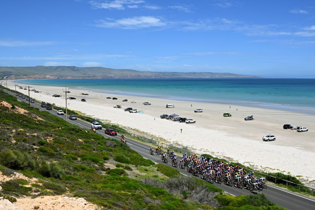 Peloton passing through Aldinga Beach