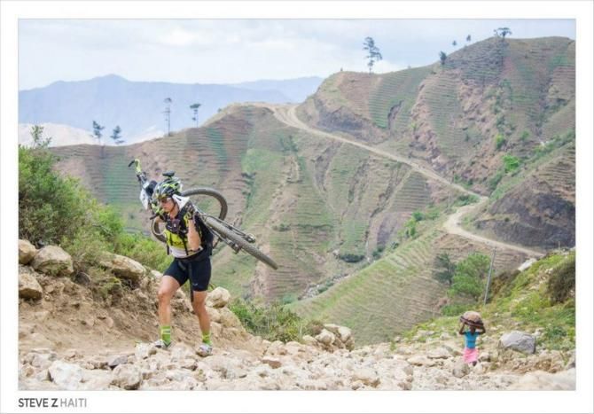 A hike-a-bike section during the Mountain Bike Ayiti