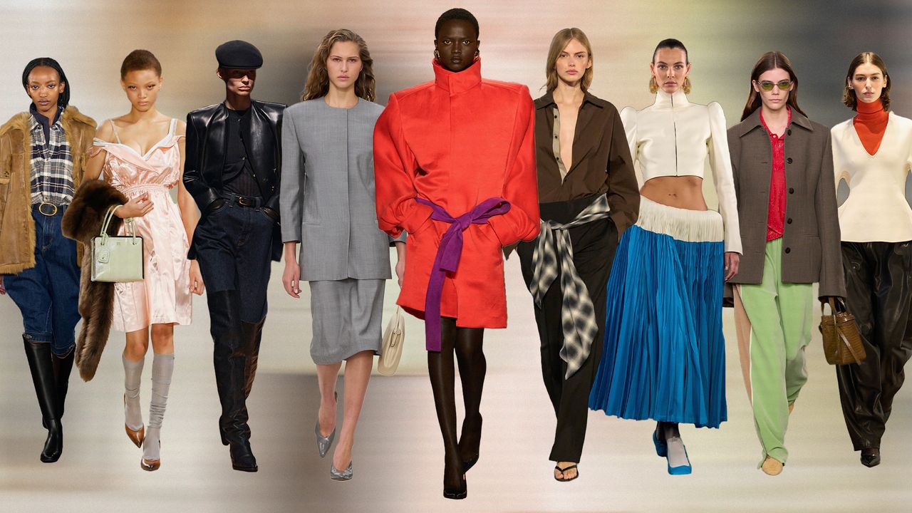 A collage of the best runway looks from the fall/winter 2025 collections.