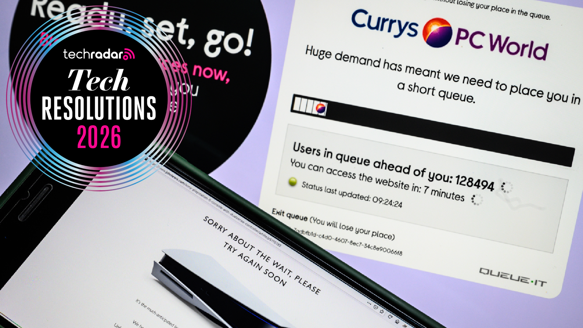 Retail store websites display queue numbers of over 128,000 and "out of stock" holding pages as the PS5 goes on sale in the UK, on November 19, 2020.