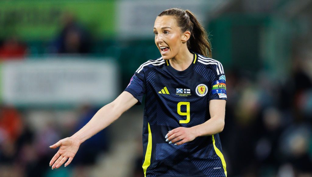 Scotland&#039;s Caroline Weir in action during a UEFA Women&#039;s European Championship Qualifiers play-off match between Scotland and Finland at Easter Road, on November 29, 2024, in Edinburgh, Scotland.