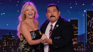 Witney Carson and Guillermo Rodriguez dance following a tribute to their Dancing with the Stars stint on Jimmy Kimmel Live!.