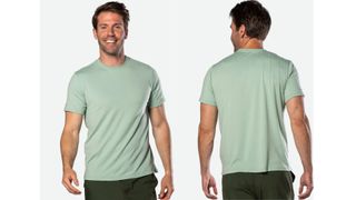 Nathan Men's Dash Short Sleeve Shirt in sage green worn by model