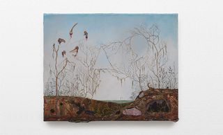 Painting of soil and leafless branches
