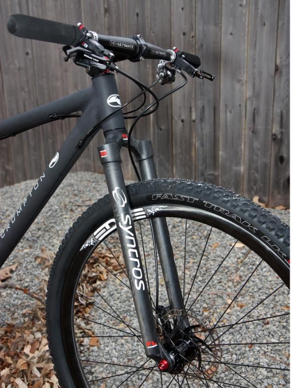 Crumpton fit its new 29er with a Syncros carbon fork to keep the weight down but the crown-to-axle length is roughly the same as a suspended fork so swapping one in won't adversely affect the handling.