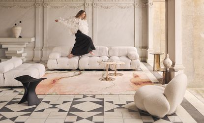 white camaleonda sofa in a pretty living room