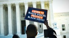 Protesters for Black congressional representation protest in front of Supreme Court