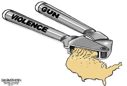 Political Cartoon U.S. California Garlic Festival Shooting Gun Violence NRA