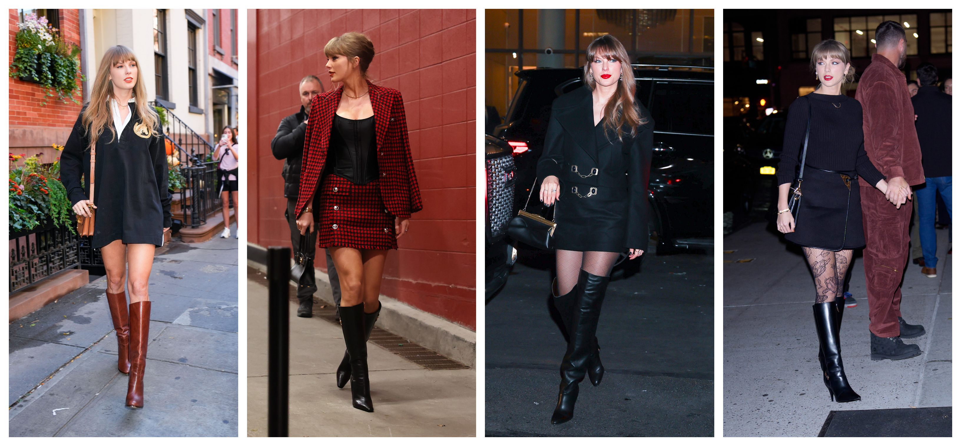 Taylor Swift wearing knee-high boots in her fall and winter street style