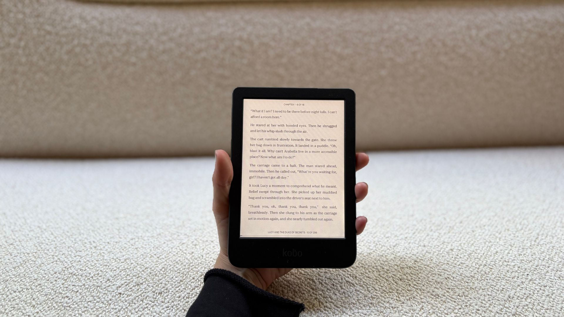 Kobo Clara Colour open on a book