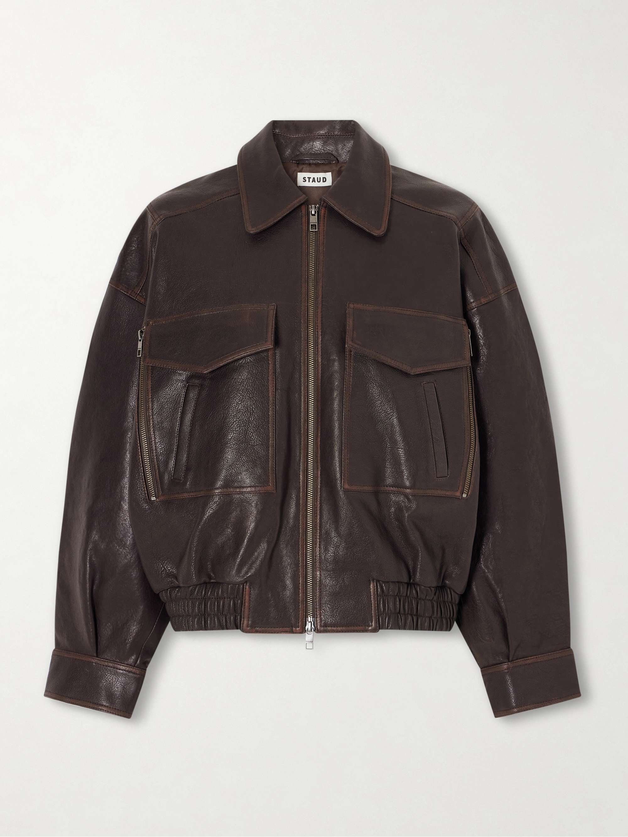 Eugene Oversized Textured-Leather Bomber Jacket