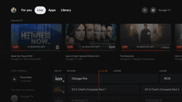 Navigating through Google TV's new free channels