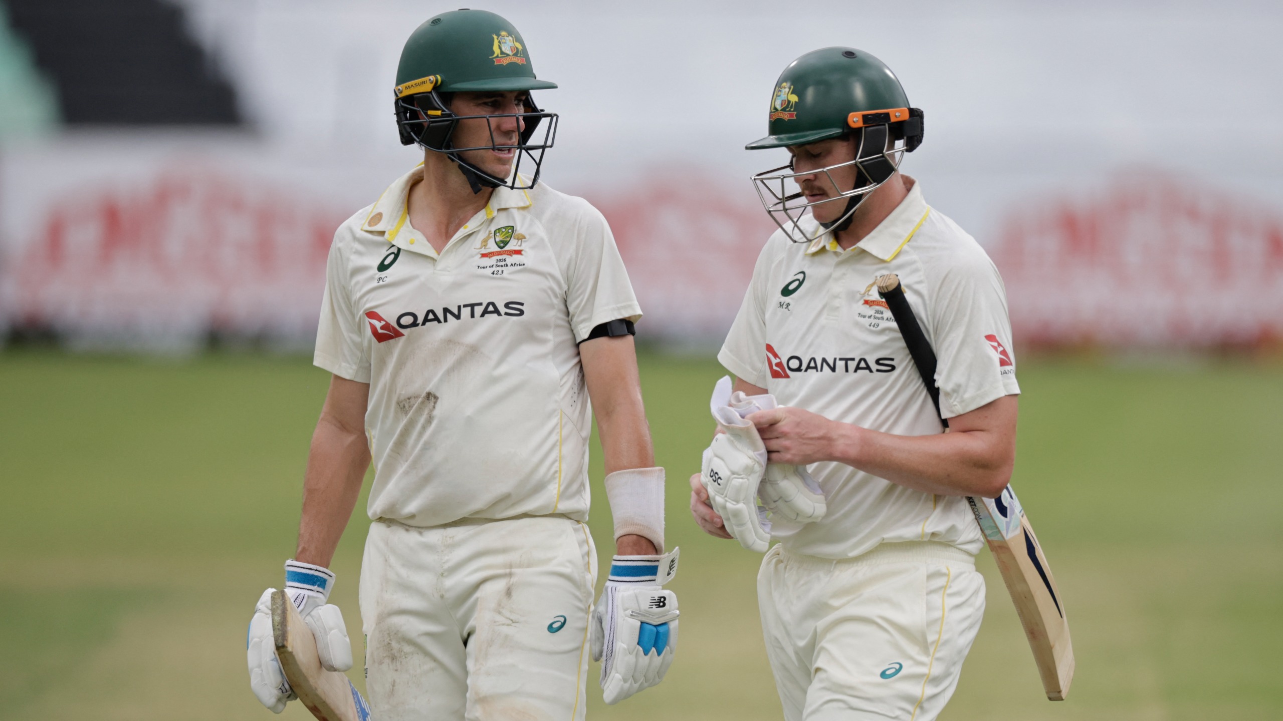 Pat Cummins and Matt Renshaw during first day of 1st South Africa vs Australia Test