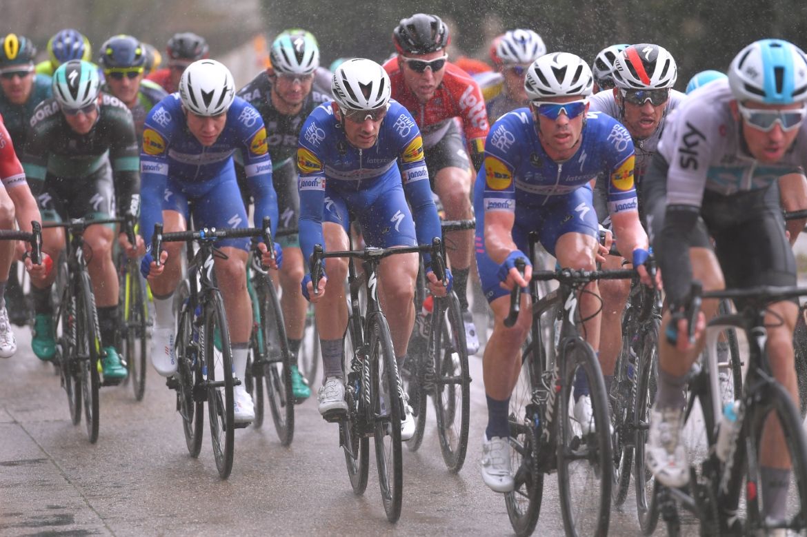 Fabio Jakobsen behind Michael Morkov and Iljo Keisse