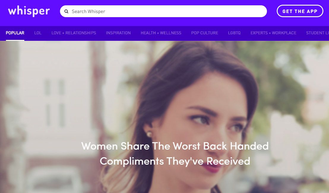 A screenshot of the Whisper website home page.