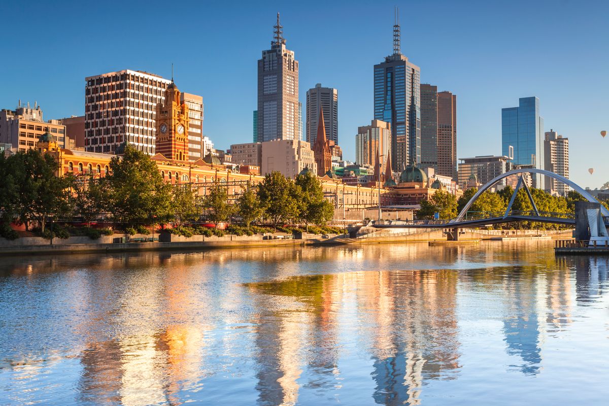 Melbourne skyline looking towards Flinders Street Station