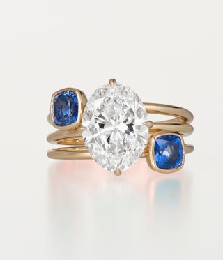 white and blue stone ring