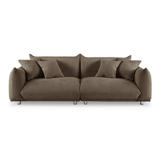 brown boucle sofa