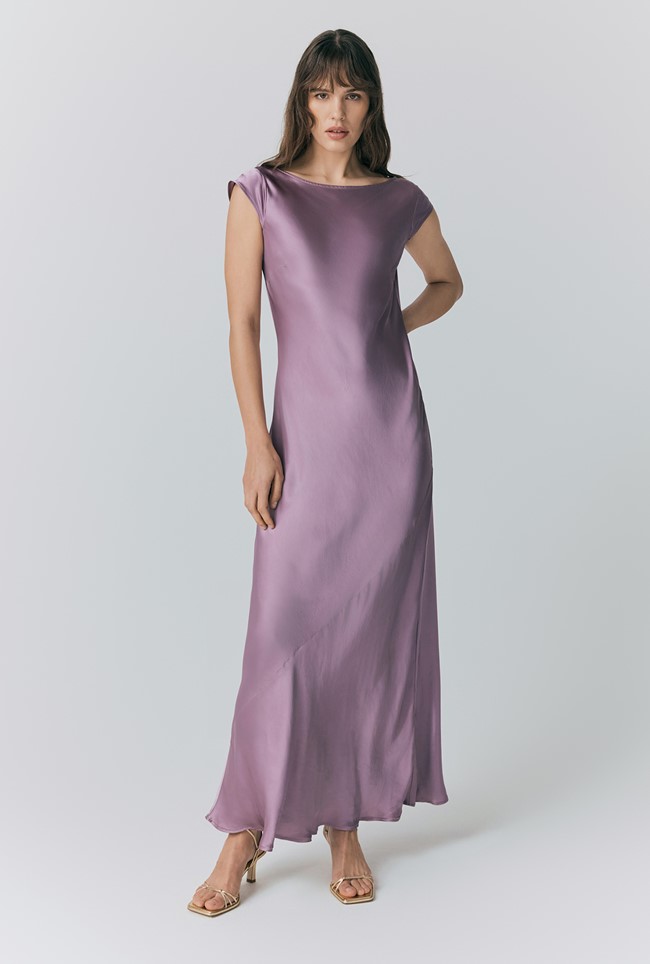 Averie Boat Neck Satin Horse Dress