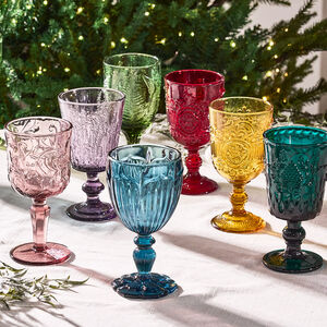 Set of Four Vintage Embossed Wine Glasses