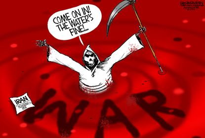 Political Cartoon U.S. Grim Reaper War Iran Trump