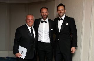 Gordon Taylor alongside PFA chairman Ben Purkiss and England manager Gareth Southgate during the 2018 PFA Awards