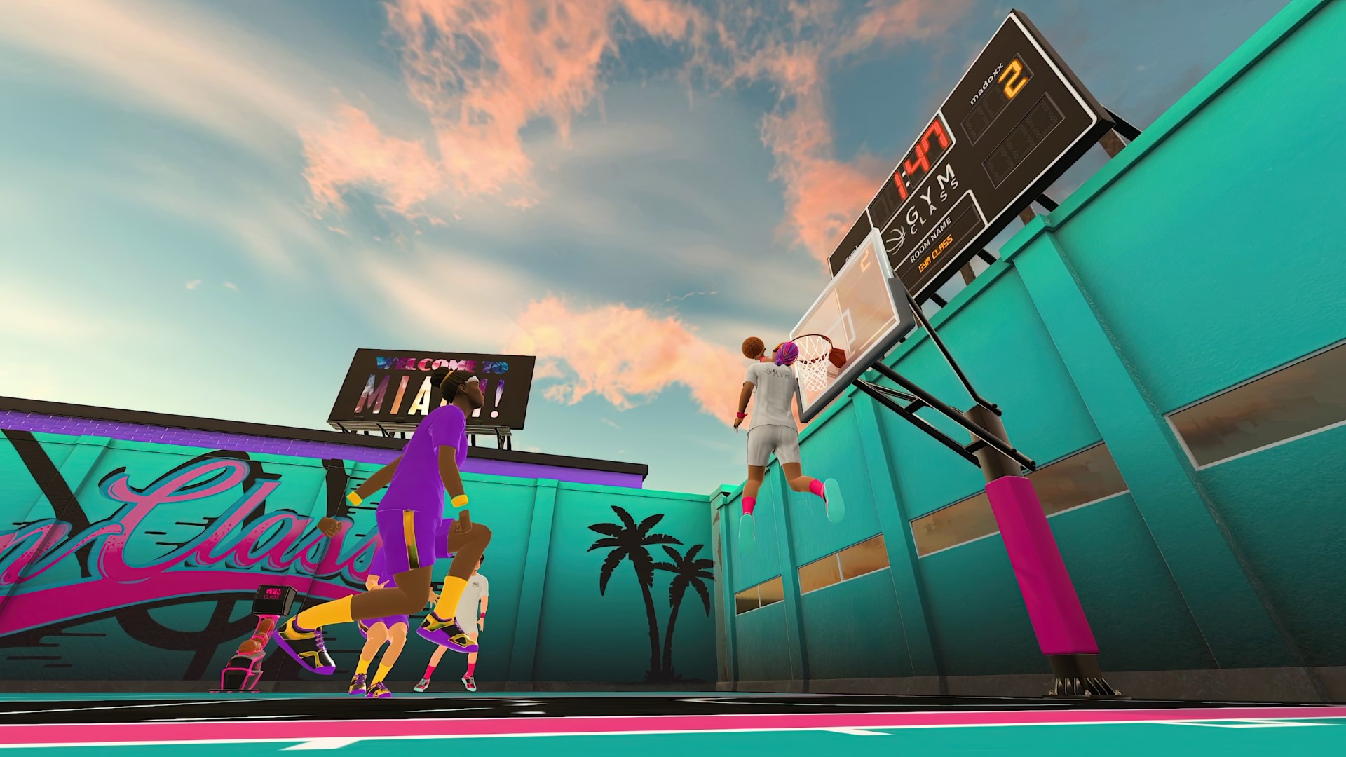 A screenshot from Gym Class Basketball VR.