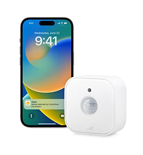 Eve Motion (matter) – Smart Indoor and Outdoor Motion Sensor With Light Sensor, Smart Control of Devices, Thread, Works With Apple Home, Alexa, Google Home, Smartthings, Requires Thread Border Router