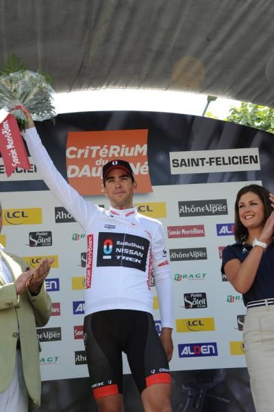 Tony Gallopin (RadioShack-Nissan) sprinted to third place on Stage 2 and took hold of the white jersey for the best young rider