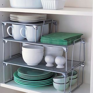 crockery rack with pile plates on top
