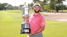 Jon Rahm with the trophy after his win in the 2022 Mexico Open at Vidanta Vallarta