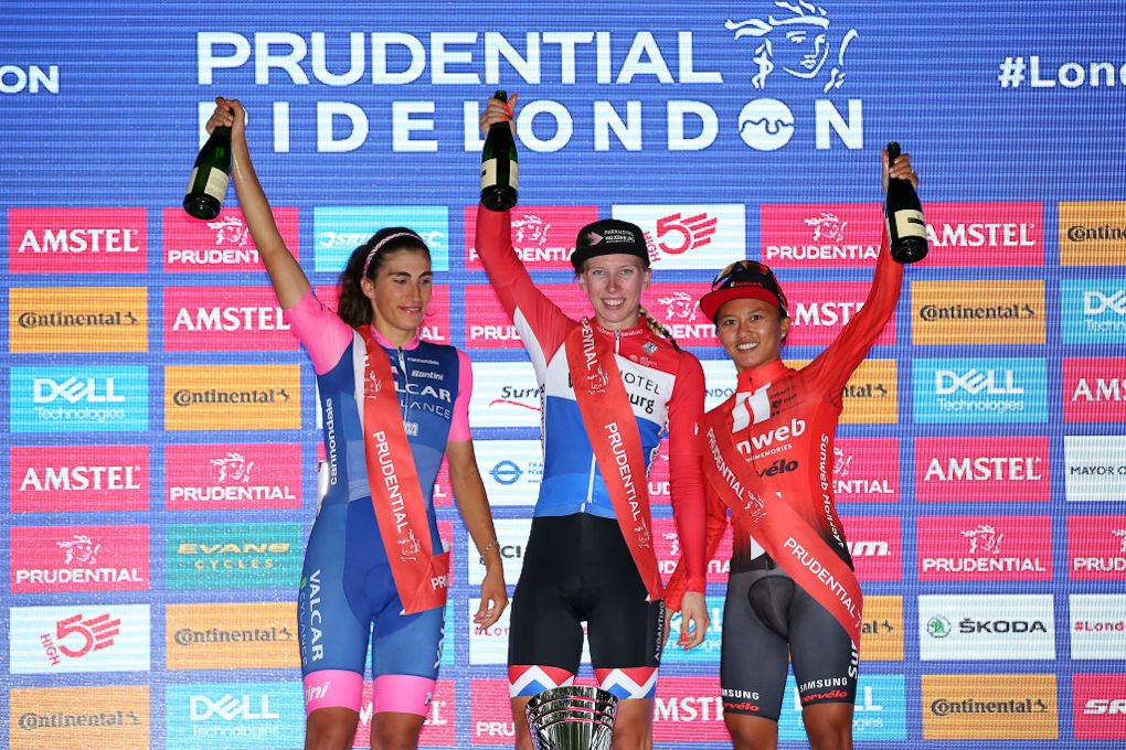 The 2019 RideLondon Classique podium