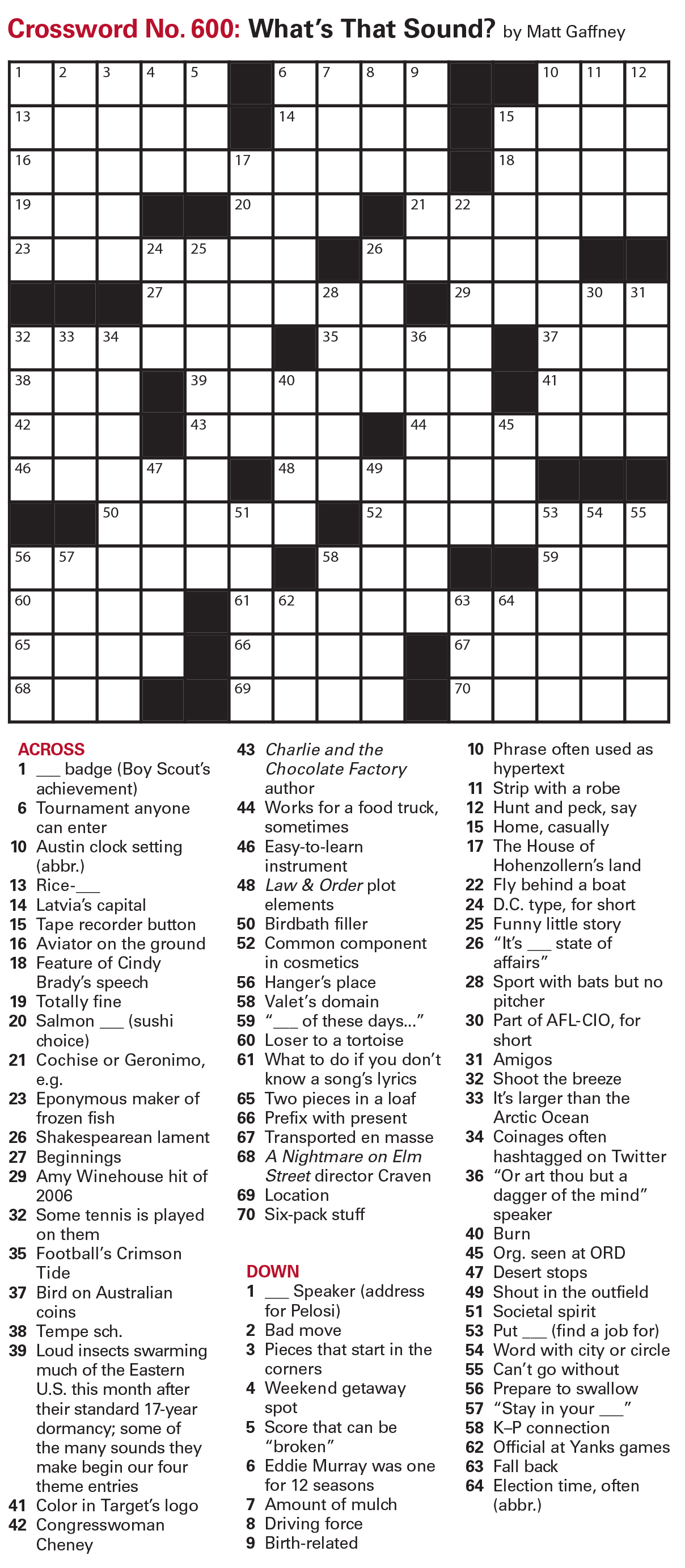 Puzzles: Printable Crossword - Issue: December 10, 2021