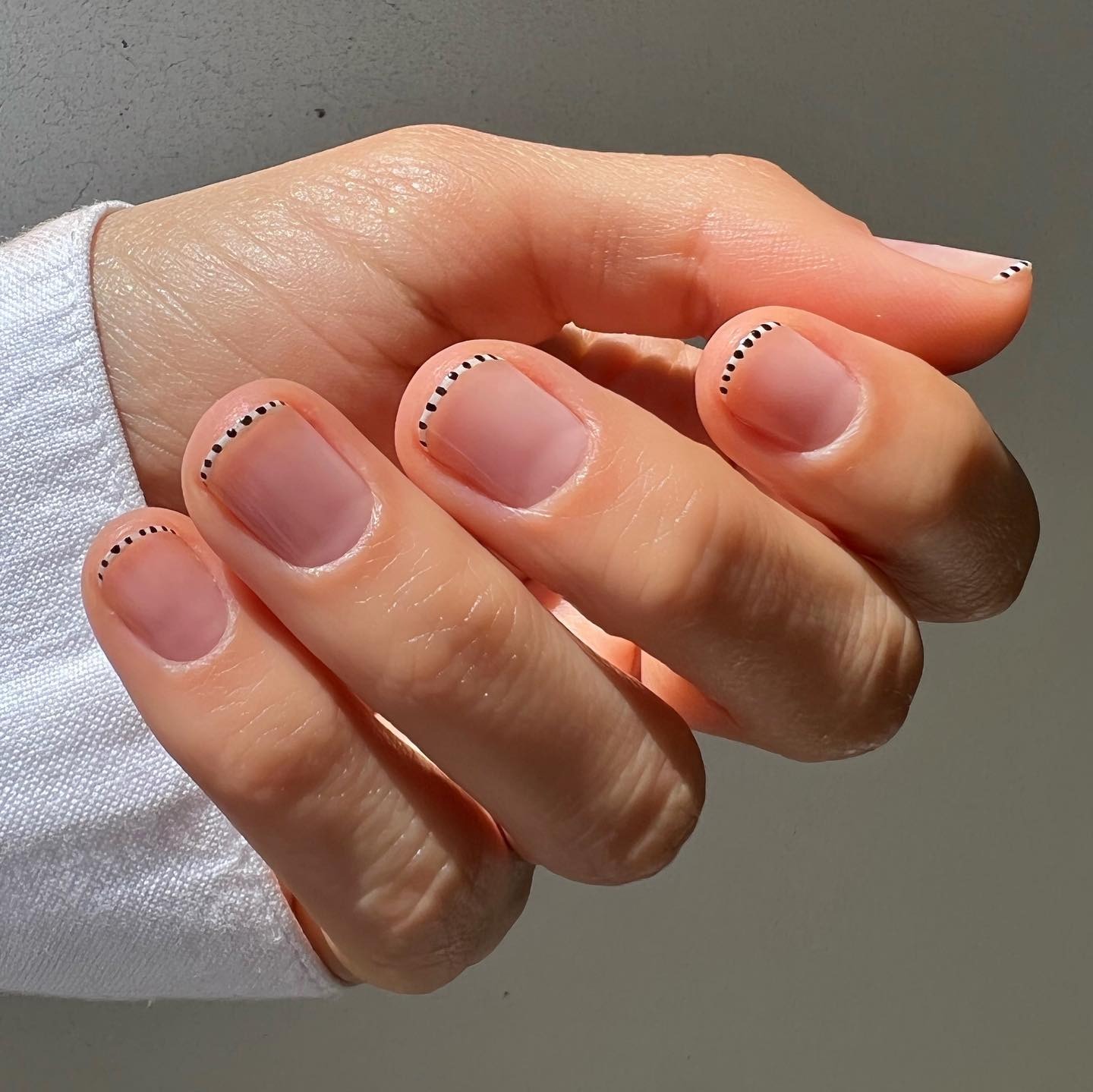 Mini French tip with polka dot nails