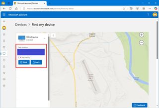 Microsoft account find my device information